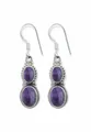 Produktbild: mantraroma Paar Ohrhänger SAIN aus 925 Silber mit Amethyst (Paar, Paar Ohrringe mit Schmuckbeutel), 925 Sterling Silber Ohrringe für Damen