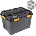 Produktbild: Kreher® Bunker Tough Aufbewahrungsbox 160L - extrem robuste IP67 Box aus recyceltem Kunststoff - Wasserdicht - ideal für Camping, Keller, Werkstatt - Schwarz/Gelb