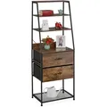 Produktbild: Relaxdays - Vintage Regal, 2 Schubladen, 5 Ablagen, Industrial Design, Hbt: 164 X 60 X 41,5 Cm, Standregal, Schwarz/braun