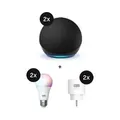 Produktbild: Amazon Starter Set - mit 2 Echo Dot (5th Gen) + tink Basics Matter White & Color Bulb E27 + 2 Smart Plugs