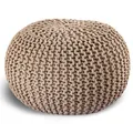 Produktbild: casamia Pouf Ø 55 o. 45 cm Strickhocker Sitzpouf Bodenkissen für Innen Indoor Größe ø 55 cm, Farbe beige