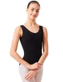 Produktbild: tanzmuster ® Ballettanzug Mädchen ärmellos - Lissy - aus weicher, atmungsaktiver Baumwolle Ballett Trikot Ballettbody in schwarz, 140/146