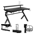 Produktbild: Huzaro Hero 5.0 | Gaming Schreibtisch Computertisch Bürotisch | Arbeitszimmer Gamer | Monitorständer Carbon Tischplatte | 120 x 60 | Schwarz