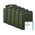 Produktbild: Oxid7 5x Kraftstoffkanister 20 Liter aus Metall olivgrün | Benzin, Diesel & Bio-Ethanol geeignet | 20L Benzin-Kanister mit UN-Zulassung & Bauart geprüft