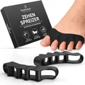Produktbild: FERSENFREUND© Premium Zehenspreizer für alle Zehen - NEUHEIT 2026 - Zehentrenner Silikon Zehenstrecker Toe Spacer Zehenkorrektur Correct-Toes Toe-Spreader Separator Schwarz für Damen & Herren 2er-Set