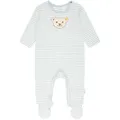 Produktbild: Steiff Baby Strampler - Einteiler, Baumwolle, Bär, Streifen, Druckknöpfe, Logo, langarm Hellblau/Weiß 62