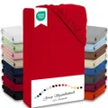 Produktbild: Jersey Spannbettlaken Spannbetttuch 90-100x190-200cm 100% Baumwolle Rot