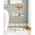 Produktbild: VASAGLE Beistelltisch, kleiner Glastisch, robustes Hartglas, rund, Ø 50 cm, Gold - Gold