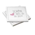 Produktbild: Servietten Schön, dass du da bist! GRAU ROSA 20 Stück Hochzeit, Taufe oder Feste