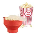 Produktbild: 49 tlg. Popcorn Set, Popcorn Maker Silikon rot, Popcorntüten, Zubereitung in der Mikrowelle, Popcorn Popper BPA-frei