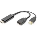 Produktbild: DIGITUS AK-330101-002-S HDMI M auf DP F mit externer Stromversorgung 4K@30Hz. 0,2 m Schwarz