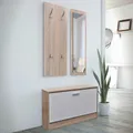 Produktbild: 3-teiliger Schuhschrank aus Holz Eichen-Farben und Weiß