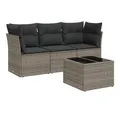 Produktbild: vidaXL Gartenlounge-Set, 4-tlg. Garten-Sofagarnitur mit Kissen Grau Poly Rattan