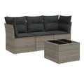 Produktbild: vidaXL Gartenlounge-Set 4-tlg. Garten-Sofagarnitur mit Kissen Grau Poly Rattan, (1-tlg)