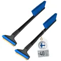 Produktbild: [ 2 Stück ] - Eiskratzer Auto mit Besen Murska Eiskratzer Messing 420mm Scheibenkratzer Schneebesen Auto Schneebürste lang Schneefeger Winter Schnee Bürste Feger Finnland (2x L&P A056 Schwarz Blau)