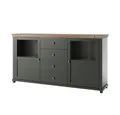 Produktbild: Lomadox Sideboard EPSOM-83, grün Eiche Lefkas Glaseinsatz Türen und Knopfgriffen 181/93/42 cm