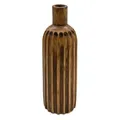 Produktbild: Holz Blumen Vase XXL Flasche braun geriffelt - 46 cm - Tisch Kunst Pflanzen Deko