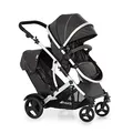 Produktbild: hauck Duett 2 Geschwisterwagen inkl. Regenschutz für Kinder bis je 15 kg, Hauptsitz umbaubar zur Babywanne ab Geburt mit Liegeposition, Zweitsitz Abnehmbar, Höhenverstellbar (Black Forest)