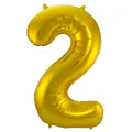 Produktbild: XL Folienballon Zahl 2 in gold, 86 cm, 1 Stück, Helium Ballon (unbefüllt)