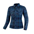 Produktbild: SHIMA RENEGADE LADY 2 Motorrad Hemd Damen - Verschleißfest Baumwolle Karierte Motorradjacke Damen mit CE Protektoren, FiberQL - Aramid und Kühlungsschicht, Reißverschluss (Blau, XS)
