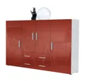 Produktbild: Vladon Highboard Nora (Anrichte mit 2 Schubladen, und 4 Türen mit insgesamt 8 Fächer dahinter), Weiß matt/Bordeaux Hochglanz (166,5 x 106,5 x 35 cm)