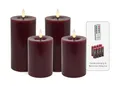 Produktbild: LC Home Candela Lights LED Kerzen Set Flammenlos Echtwachs inklusive Fernbedienung & Batterien Dimmbar Flammenfunktion (Berry, 4er Set)