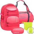 Produktbild: Wave Schulrucksack Set Mädchen 4tlg OMBRE CORAL PARADISE mit Sporttasche Schlamper Regenschutz ab 5. Klasse