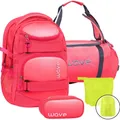 Produktbild: Wave Schulrucksack Set Mädchen 4tlg mit Sporttasche Schlamper Regenschutz