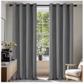 Produktbild: Deconovo Verdunkelungsvorhang Gardinen mit Ösen Blickdichte Vorhang Kälteschutz Schlafzimmer 2er Set, Blackout Curtain einfarbig Thermo Vorhang Verdunkelung Wärmeisolierend grau 140 cm x 220 cm