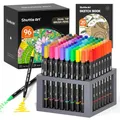 Produktbild: Shuttle Art Dual Tip Pinselstifte, 96 Farben Feine und Pinselspitze Marker Set mit Stifthalter & 1 Malbuch, Filzstift Malstifte für Erwachsene und Kinder Färben Kalligraphie Journal Doodling