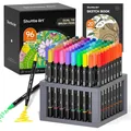 Produktbild: Dual Tip Brush Pens, 96 Colours Fine and Brush Tip Marker Set with Pen Holder...