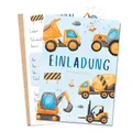 Produktbild: MeinBaby123® 10 Einladungskarten Kindergeburtstag Jungs | süße Geburtstagseinladungen für Kinder | Bagger Einladungskarten | inkl. 10 Briefumschläge | Premium Qualität (Bagger V4)