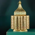Produktbild: Orientalische kleine Tischlampe Lampe Feryal 37cm Gold E27 | Marokkanische Tischlampen klein aus Metall, Lampenschirm Goldfarbig | Nachttischlampe modern, für Vintage, Retro & Landhaus Stil Design