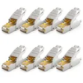 Produktbild: deleyCON 8x CAT 8 Netzwerkstecker RJ45 Werkzeuglos Geschirmt 40Gbit/s Netzwerk Stecker für Rohkabel Verlegekabel Steckverbinder RJ45 Ethernet LAN DSL Patchkabel