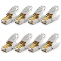 Produktbild: deleyCON 8x CAT 8 Netzwerkstecker RJ45 Werkzeuglos Geschirmt 40 Gbit/s Netzwerk Stecker für Starre Verlegekabel Rohkabel Steckverbinder RJ45 Ethernet LAN DSL Patchkabel