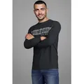 Produktbild: Langarmshirt BRUNO BANANI, Herren, Gr. XXL (60/62), schwarz, Single Jersey, Obermaterial: 100% Baumwolle, bedruckt, unifarben, körpernah, Rundhals, angesetztes Bündchen, Shirts Langarmshirt, schmal geschnitten, mit Marken Aufdruck