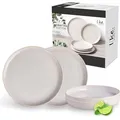 Produktbild: like. by Villeroy & Boch – Crafted Cotton Dinner-Set 4 teilig Weiß, Spülmaschinenfest, Mikrowellensicher, Geschirrset, Tafelservice Modern, Speiseteller, Tiefe Teller, Pottery-Look, Premium Porzellan