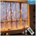 Produktbild: Lichtervorhang 2,4m x 1,8m LED 144 LEDs USB mit Fernbedienung Timer IP65 Deko