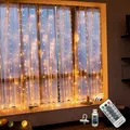Produktbild: WALCHO Lichtervorhang, 2.4mx1.8m LED USB Lichterkette 144 LEDs 8 Modus mit Fernb