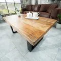 Produktbild: Design Couchtisch IRON CRAFT 100cm Mangoholz Eisen Industrial massiv schwarz