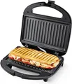 Produktbild: YASHE Sandwichmaker, 750W Sandwichtoaster Antihaftbeschichtete Platten, Kontaktgrill Automatischer Temperaturregler, Kontrollleuchten, BPA Frei, Edelstahl/Schwarz
