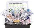 Produktbild: Elektronische Komponenten Sortiment Box, Widerstand, Kondensator, Drossel, IC, Diode, Transistor, Platinen, Schalter, Zener, Potentiometer, LDR, etc. 2200 pcs