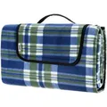 Produktbild: Picknickdecke Campingdecke Strandmatte Wasserdicht Wärmeisoliert Waschbar Fleece Faltbar Garten Stranddecke 200x200cm, Karo/Blau - Detex