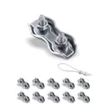 Produktbild: 10x DUPLEX Seilklemmen - Drahtseilklemme mit 2x M4 Sicherungsmuttern, NG2 für Seile von Ø1,5mm bis Ø2,0mm, Stahl | verzinkt