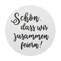 Produktbild: Sovie HORECA Bierdeckel aus Filzpappe Schön, DASS wir zusammen feiern/Schön, DASS du da bist, ideal für Partys Feiern & Events, Ø 10,7 cm, 100 Stück