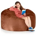 Produktbild: Green Bean Sitzsack Riesen-Sitzsack Jumbo XXL Velours (Riesensitzsack mit Memory-Schaum Flockenfüllung, Made in Germany - in 5 Größen (3ft - 7ft), Hülle abnehmbar mit Reißerschluss braun|grau 150 cm x 120 cm x 150 cm