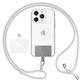 Produktbild: NALIA HoldMe Air Universal-Kette mit Pad, Band für Handy-Hülle zum Umhängen, Karabinerhaken aus Metall (silber), Schlüsselband Umhängeband 160 CM, Crossbody Lanyard mit Schlaufe, Farbe:Hellgrau