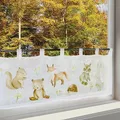 Produktbild: Delindo Lifestyle® Scheibengardine Waldtiere, Gardine für Jungen und Mädchen, 45x120 cm, Moderne tranparente Bistrogardine für das Kinderzimmer