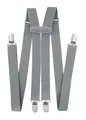 Produktbild: axy Hosenträger für Herren breit 2,5 cm in H-Form mit 4 Hosenträger Clips extra stark längenverstellbar (Grau)