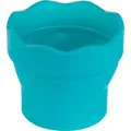 Produktbild: Faber-Castell Wasserbecher 181580, Clic und Go, mit Wellenrand als Pinselablage, faltbar, türkis